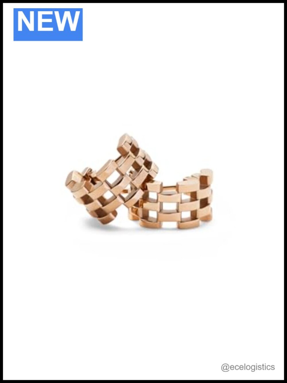 Rose Gold Hoop Earrings Link Chain Push Back